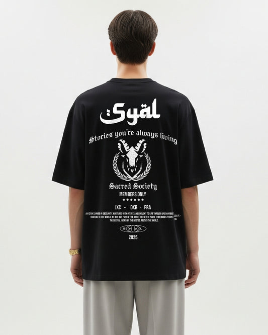 SACRED SOCIETY BLACK OVERSIZED T-SHIRT