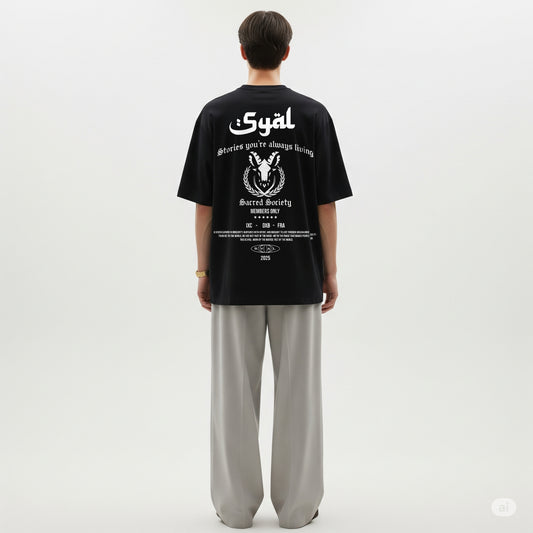 SACRED SOCIETY BLACK OVERSIZED T-SHIRT