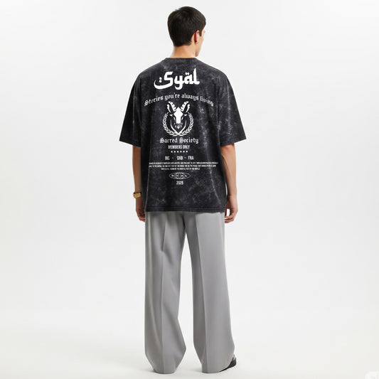 SACRED SOCIETY ACID WASH OVERSIZED T-SHIRT