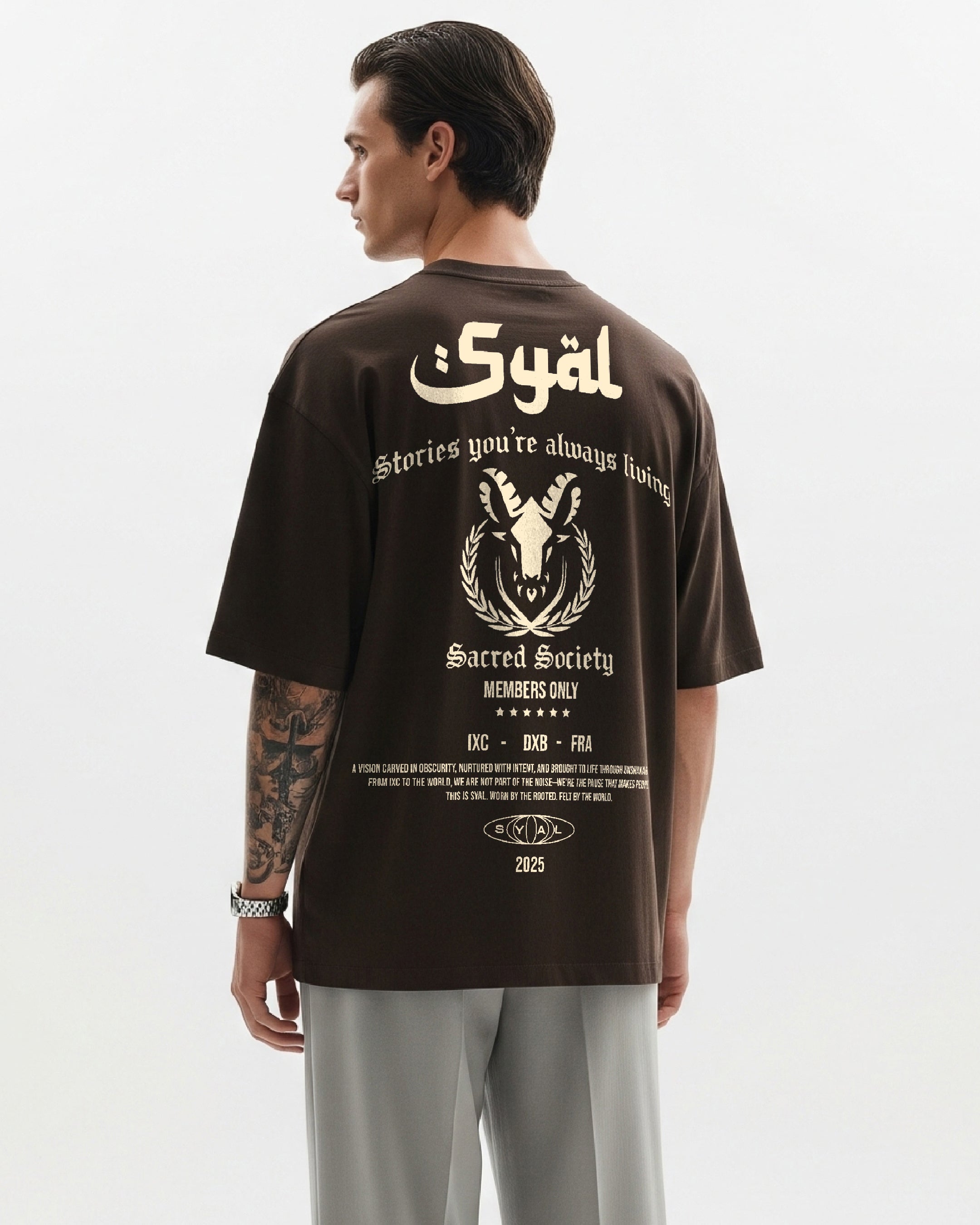 SACRED SOCIETY BROWN OVERSIZED T-SHIRT