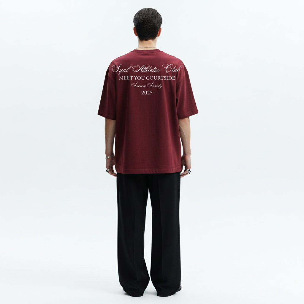 ATHLETIC CLUB MAROON OVERSIZED T-SHIRT