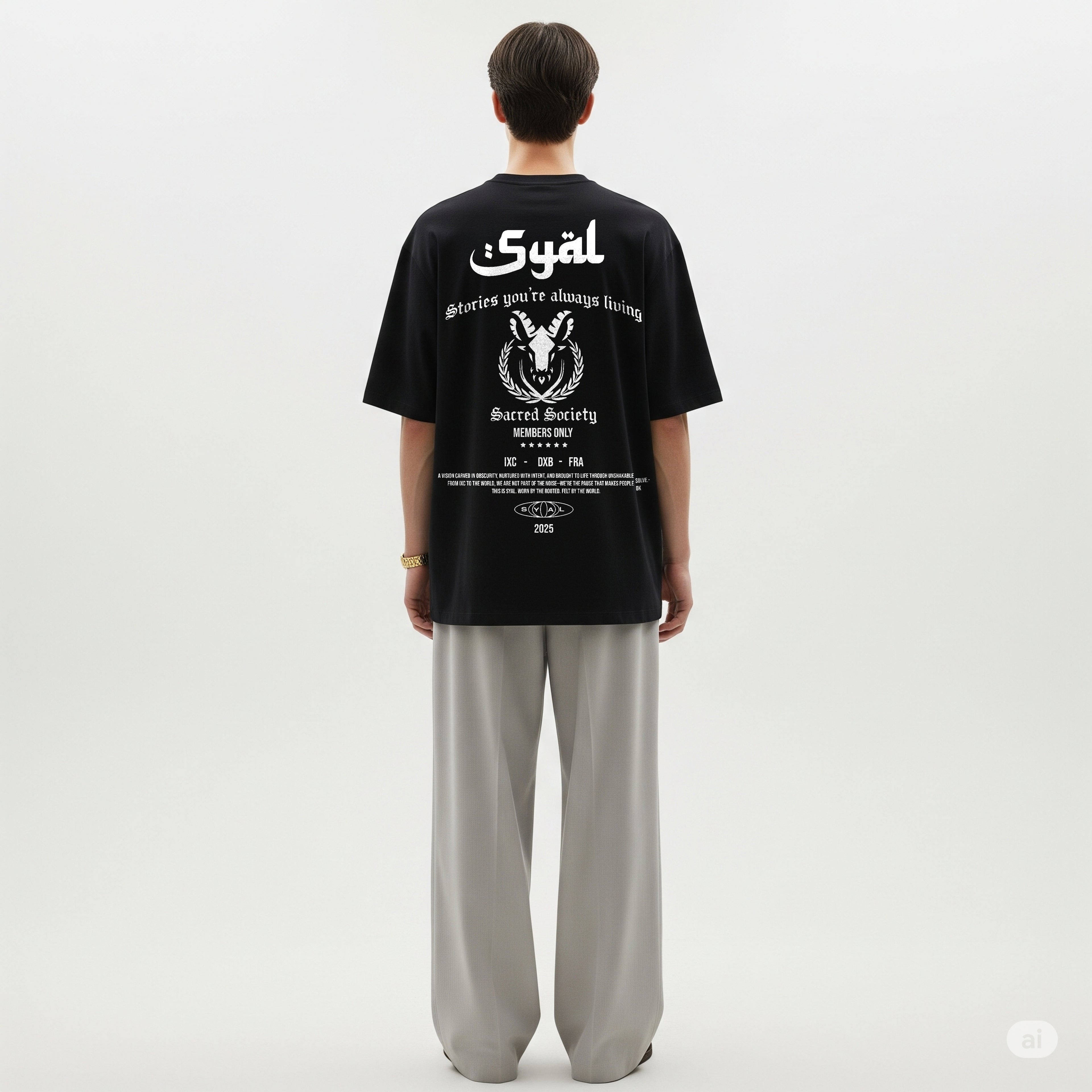 SACRED SOCIETY BLACK OVERSIZED T-SHIRT