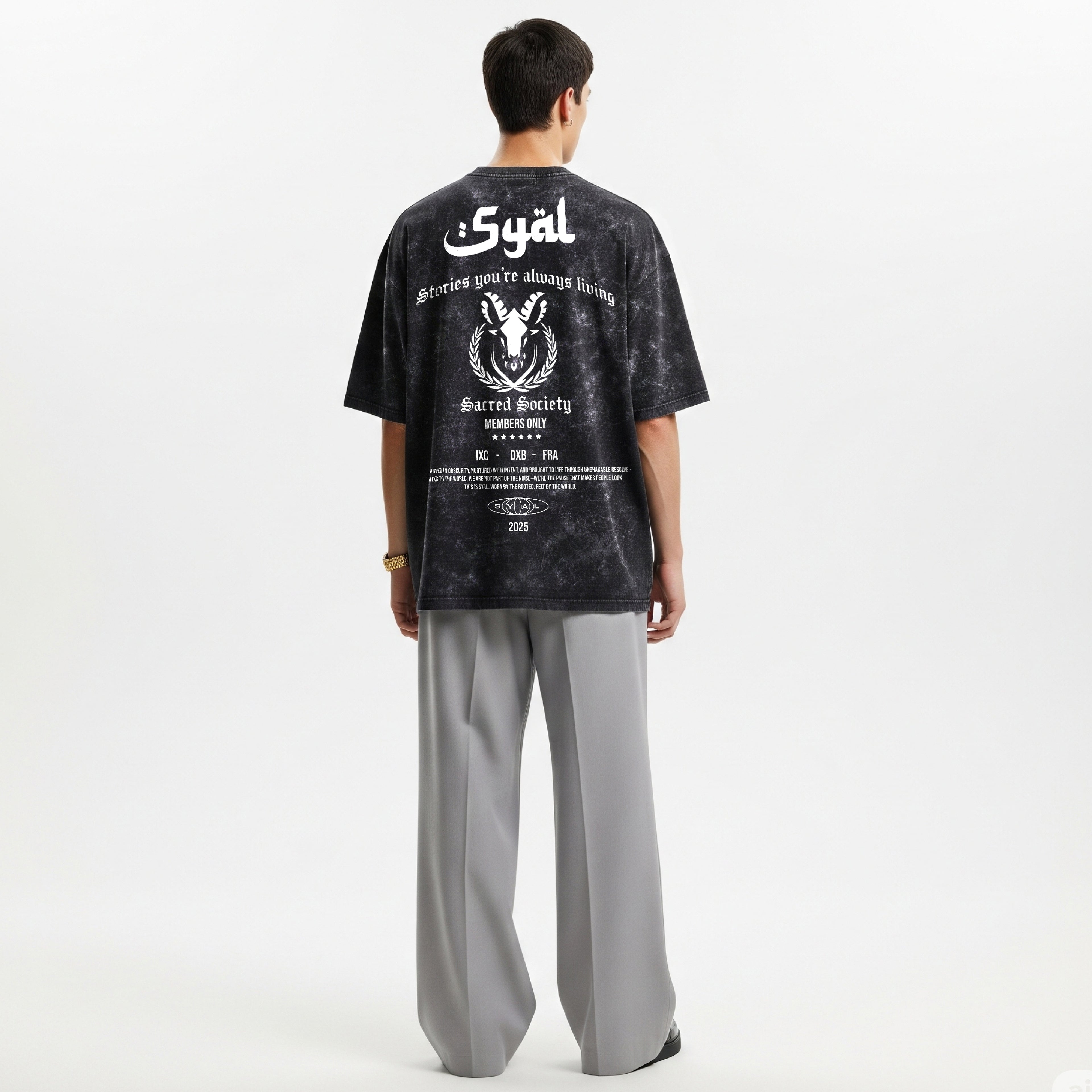 SACRED SOCIETY ACID WASH OVERSIZED T-SHIRT