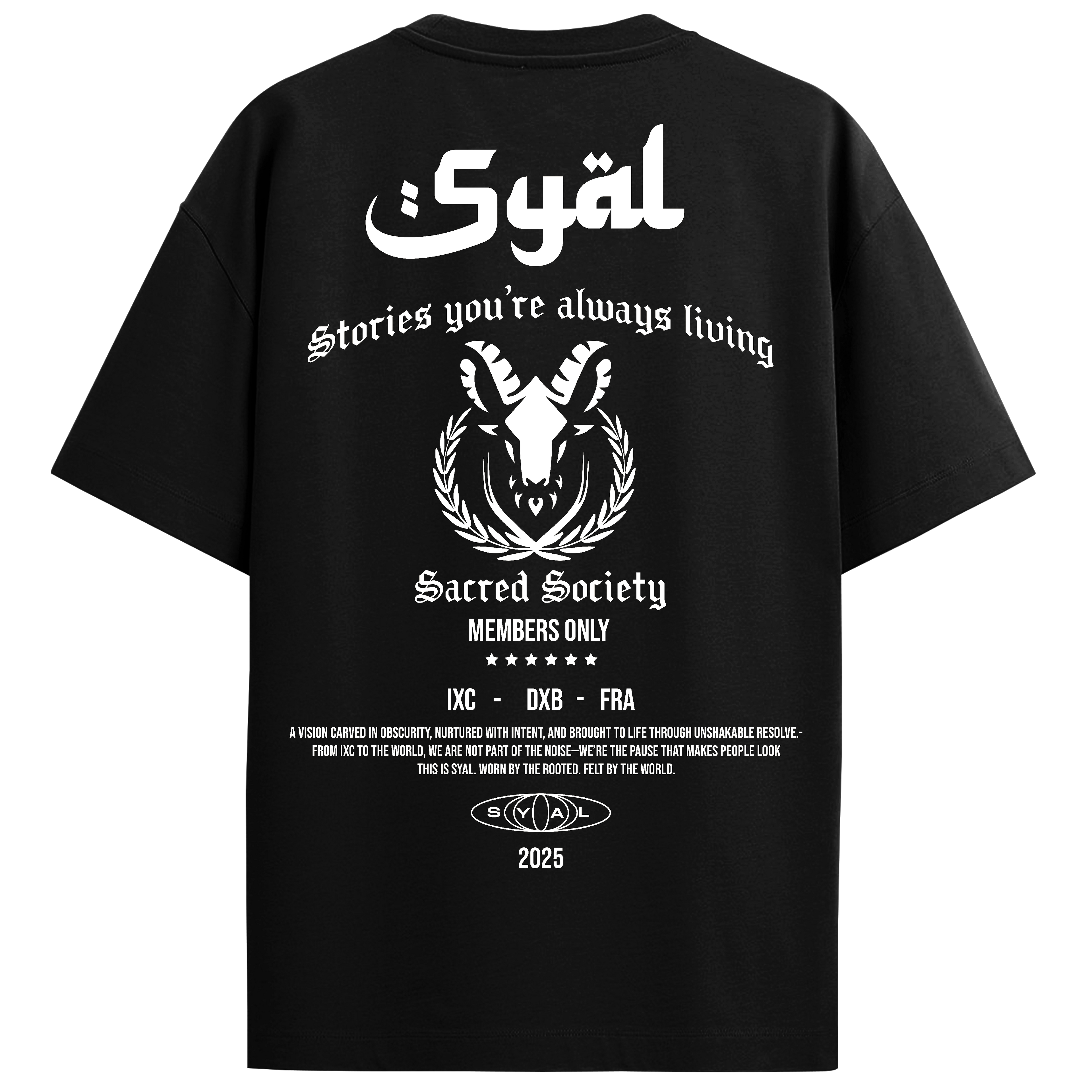 SACRED SOCIETY BLACK OVERSIZED T-SHIRT