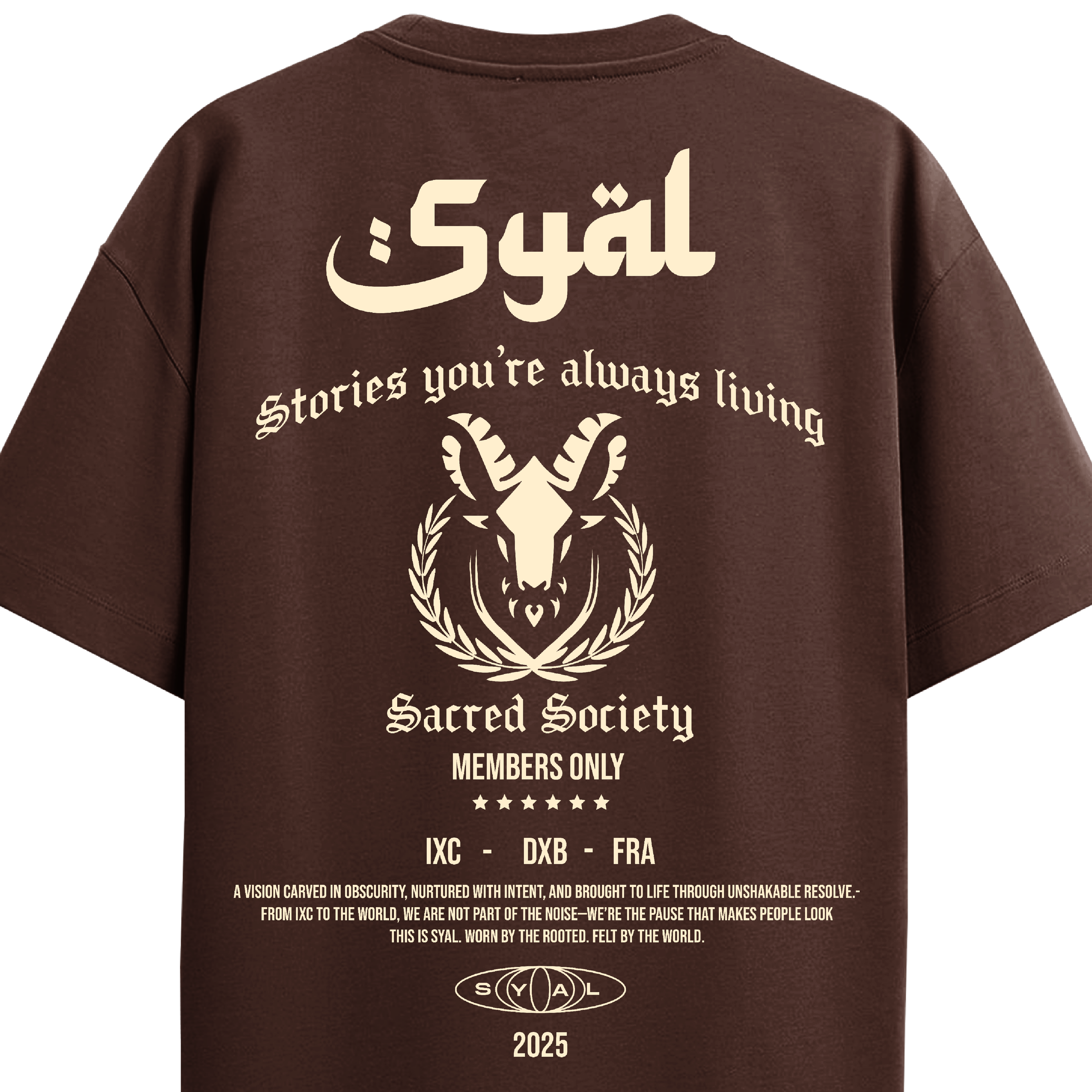 SACRED SOCIETY BROWN OVERSIZED T-SHIRT